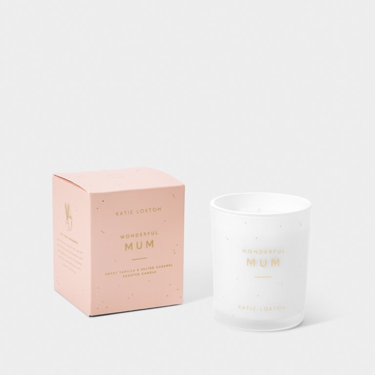 Katie Loxton Sentiment Candle 'Wonderful Mum' - Dusty Pink - Sweet Vanilla & Salted Caramel