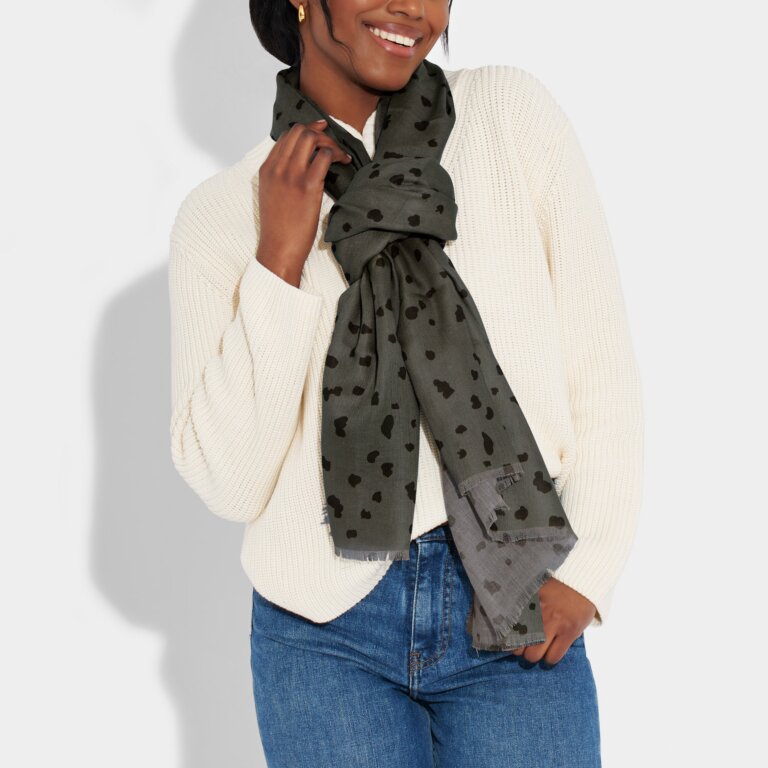 Katie Loxton Print Scarf -Polka Dot -Charcoal Grey/Black