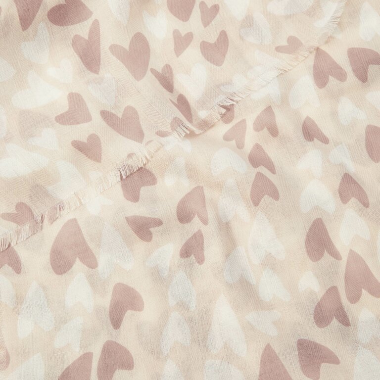 Katie Loxton Print Scarf -Hearts -Pale Pink & Dusty Pink