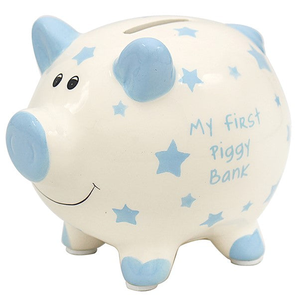 My First Piggy Bank Pig Money Box-Blue Star - Small