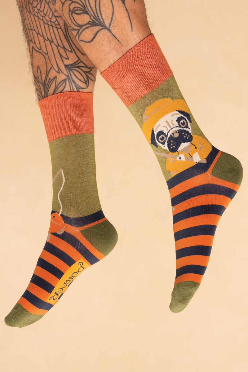 Powder MEN's Fisherman's Pug Bamboo Ankle Socks - Fern