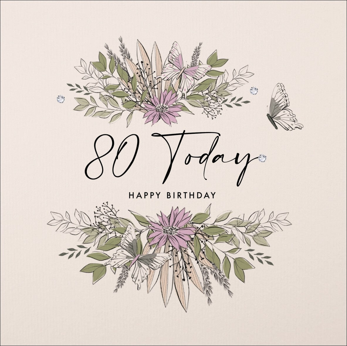 80th Birthday Floral Card