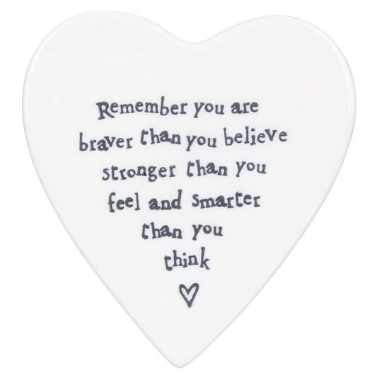 East of India Porcelain Heart Coaster - Braver