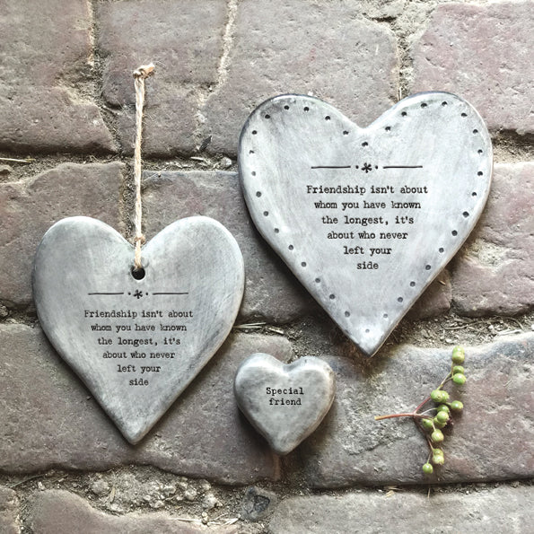 East of India Porcelain Heart Coaster - Friendship is Who Never Left