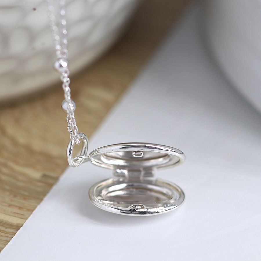 POM Silver Plated Simple Oval Locket Necklace