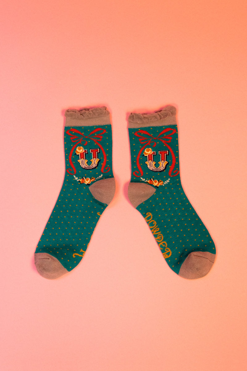 Powder Alphabet Socks - Letter U