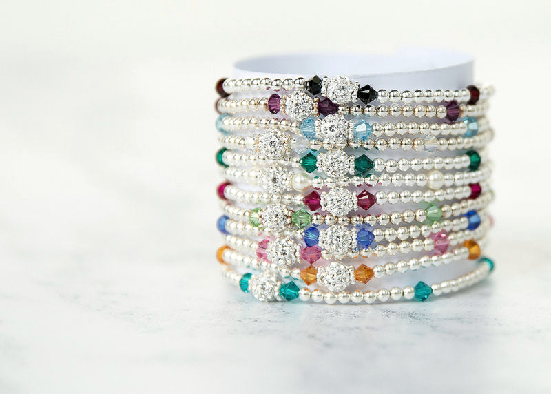 Garnet (January Birthstone) Silver Bracelet