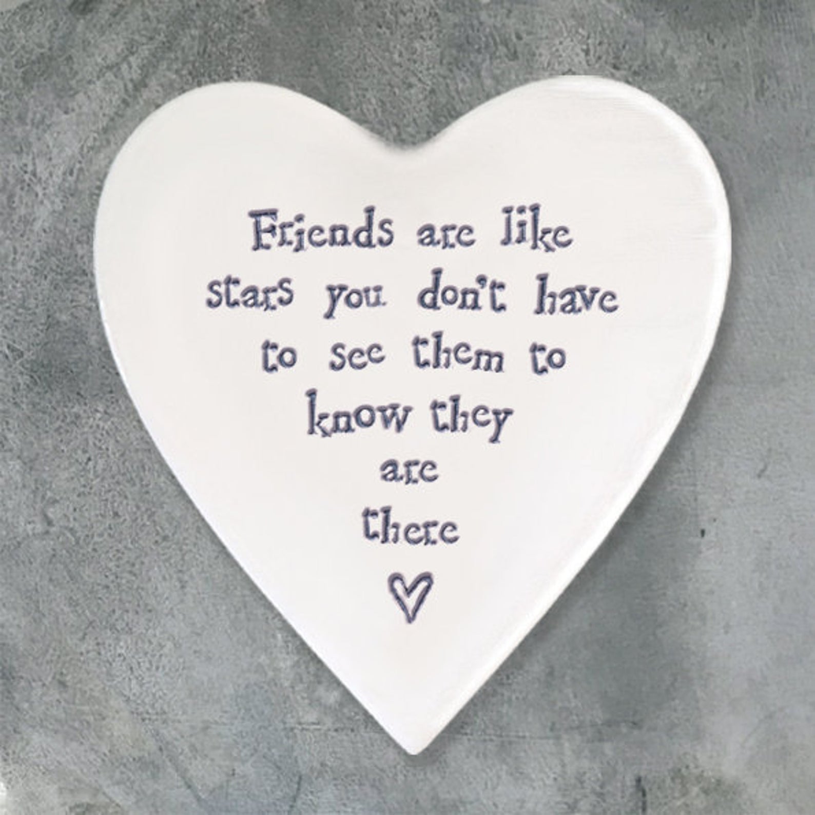 East of India Porcelain Heart Coaster - Friends are Stars