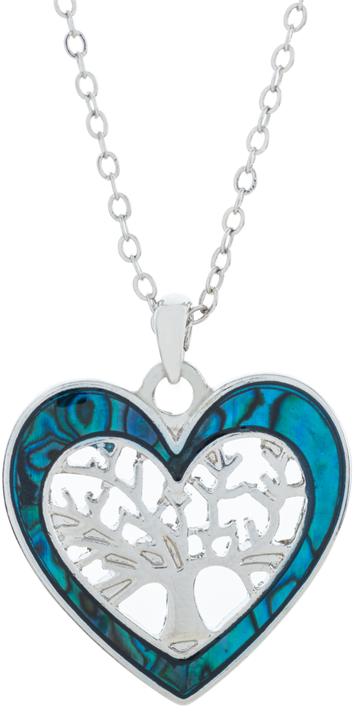 Byzantium Paua Shell Pendant - Tree of Life Heart