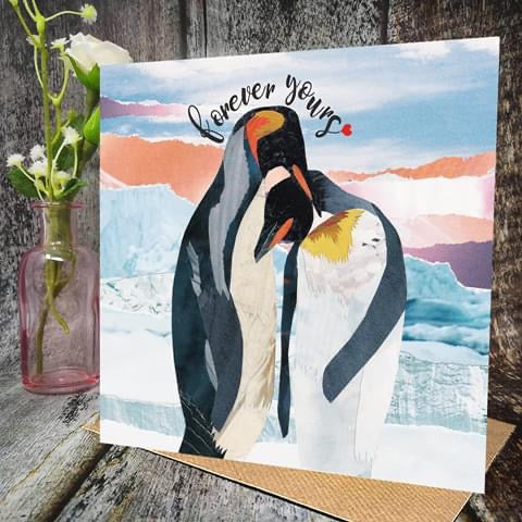 Flying Teaspoons Forever Yours Penguin Blank Card