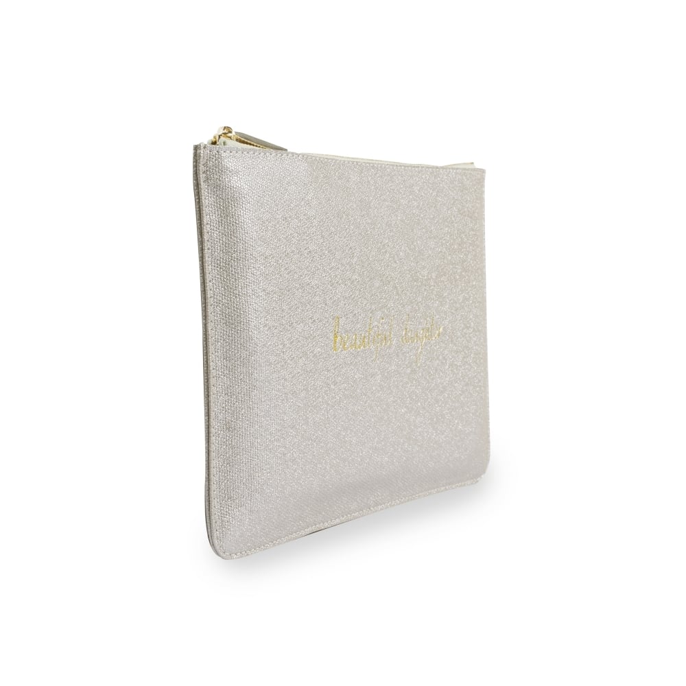 Katie Loxton Shimmer Pouch- Beautiful Daughter - Champagne