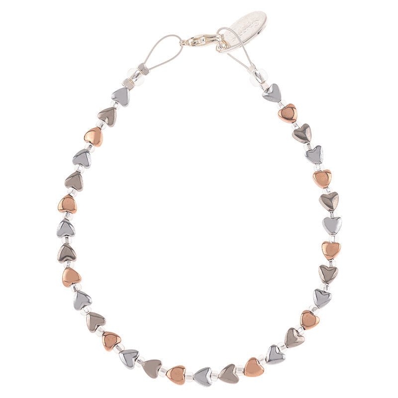 Carrie Elspeth Cariad Hearts Beaded Bracelet - Mixed Metals