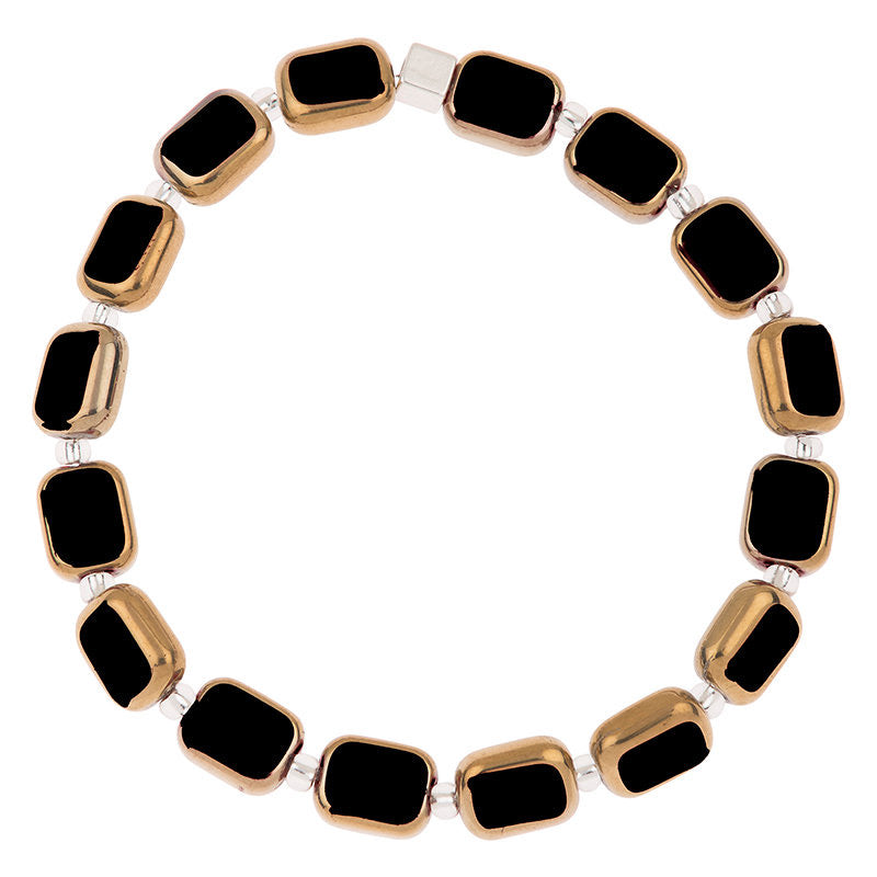 Carrie Elspeth Gold Edged Beaded Stretch Bracelet - Black/Gold