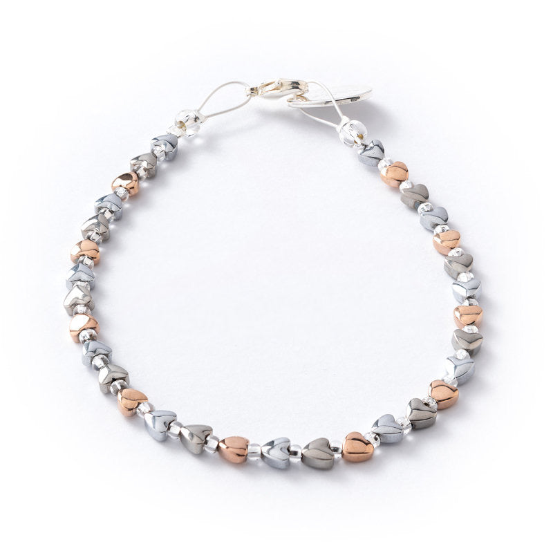 Carrie Elspeth Cariad Hearts Beaded Bracelet - Mixed Metals