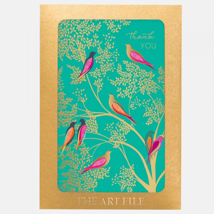 Sara Miller by The Art File - 10 Thank You Notecards Card - Birds in a Tree