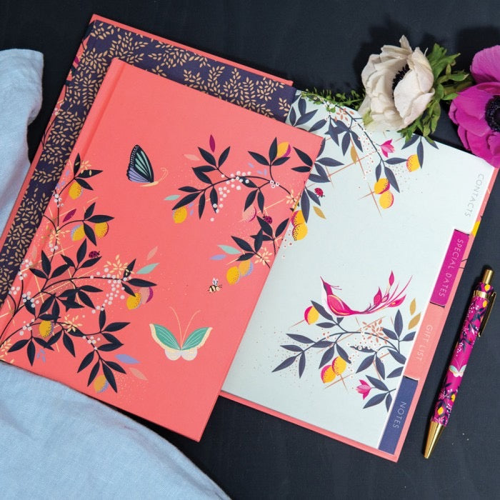 Sara Miller Coral Citrus Butterfly Address Book & Contacts Book
