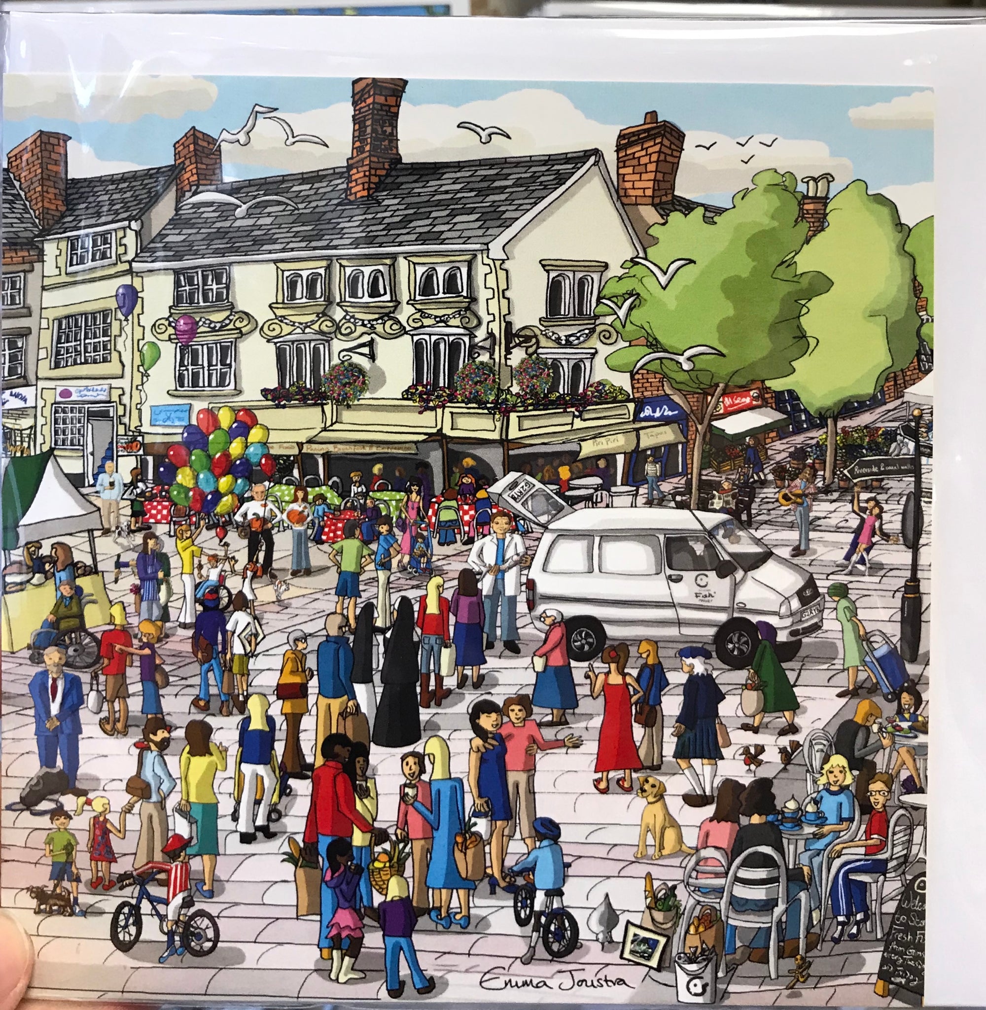Emma Joustra Market Square & Fish Van Stone Card