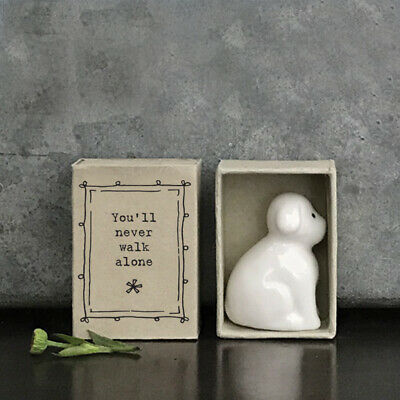 East of India Matchbox Animal - Porcelain Dog - Never Walk Alone