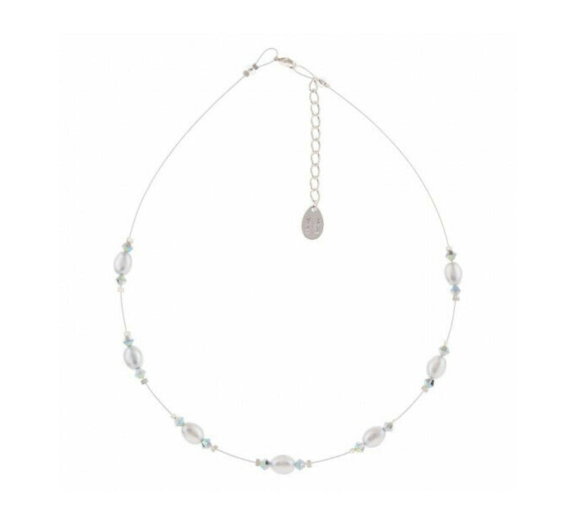 Carrie Elspeth Grey Oval Pearl & Crystal Necklace