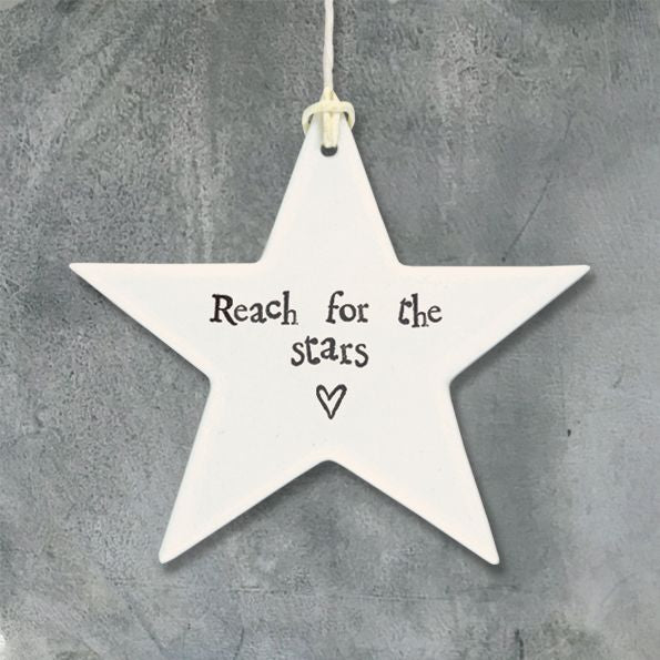 East of India Porcelain Hanging Star - Reach for the Stars