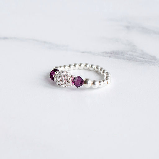 Jolu Jewellery Amethyst (February Birthstone) Stretch Ring