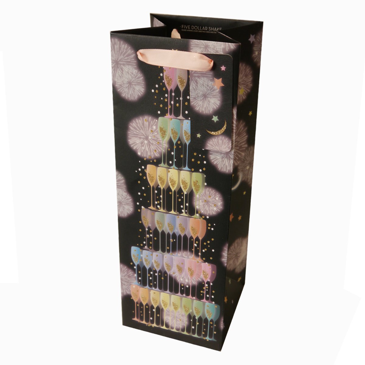 Five Dollar Shake Rainbow Champagne Glasses Gift Bag