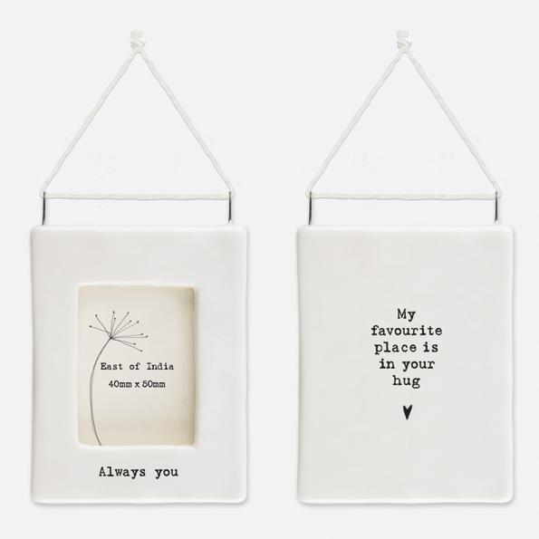 East of India Porcelain Mini Hanging Frame - Happy Ever After