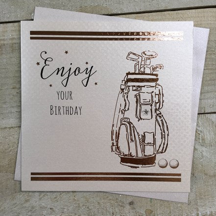 White Cotton Cards Golf Clubs Birthday Card