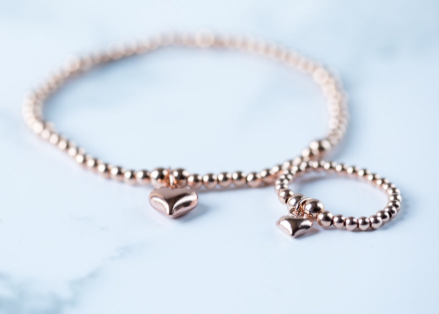 Jolu Jewellery Rose Gold Puff Heart Chloe Bracelet