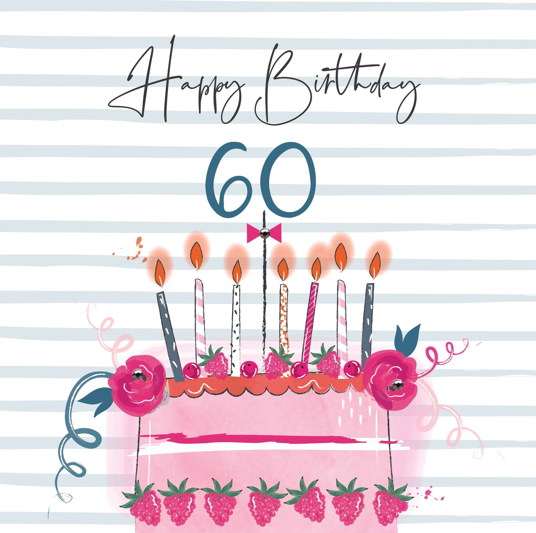 The Handcrafted Card Company Happy Birthday 60th Cake Card