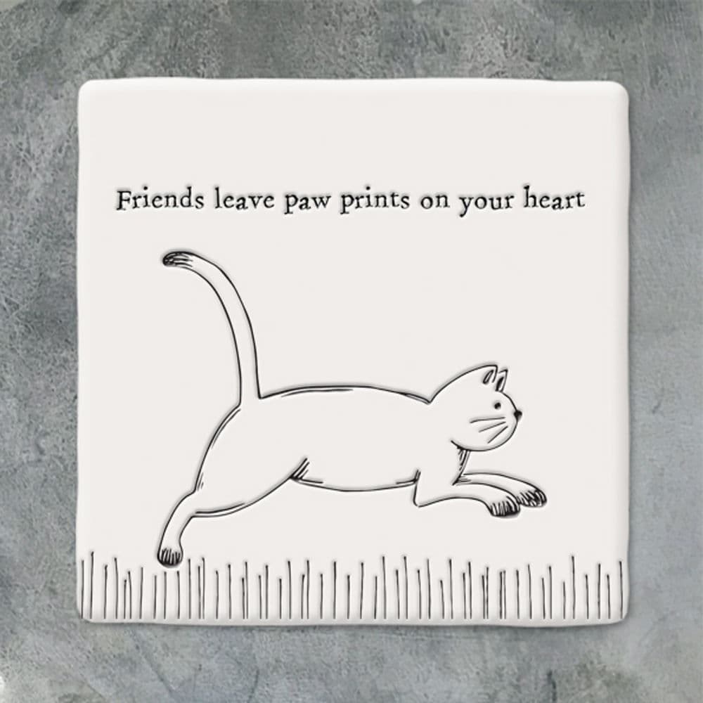 East of India Porcelain Square Coaster - Running Cat