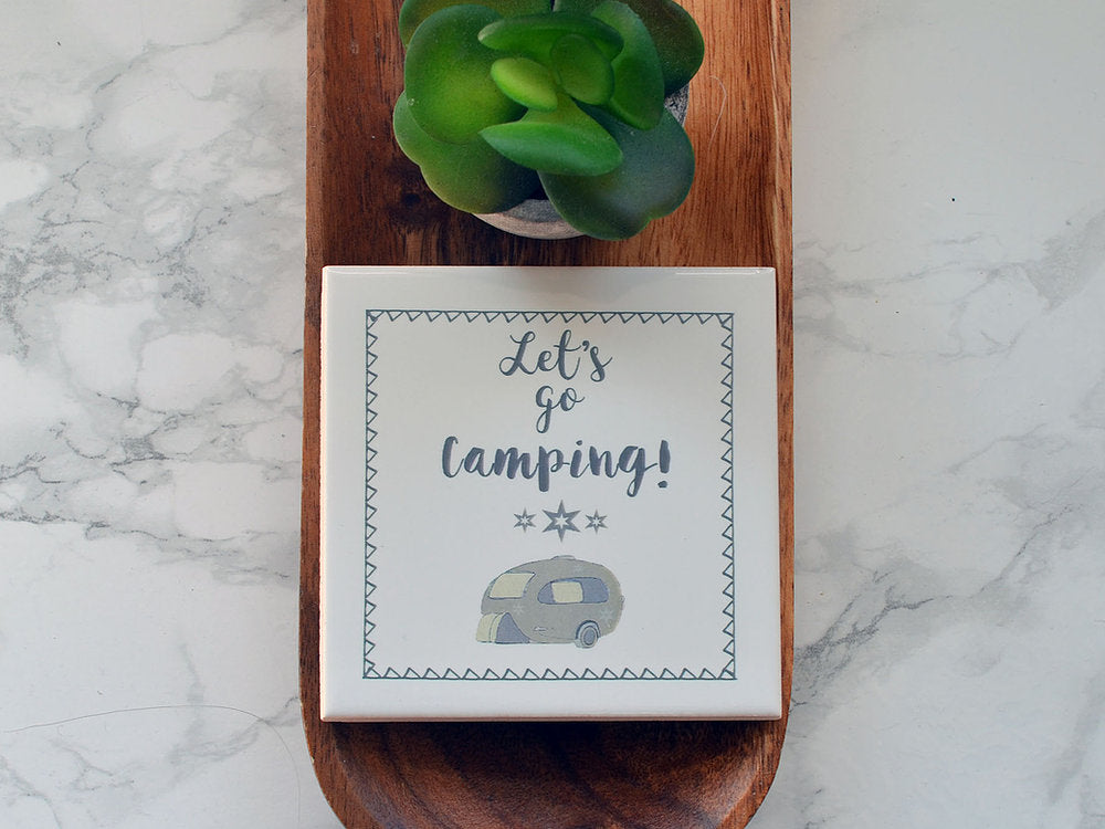 Dimbleby Ceramics Camping Coaster - Lets Go Camping