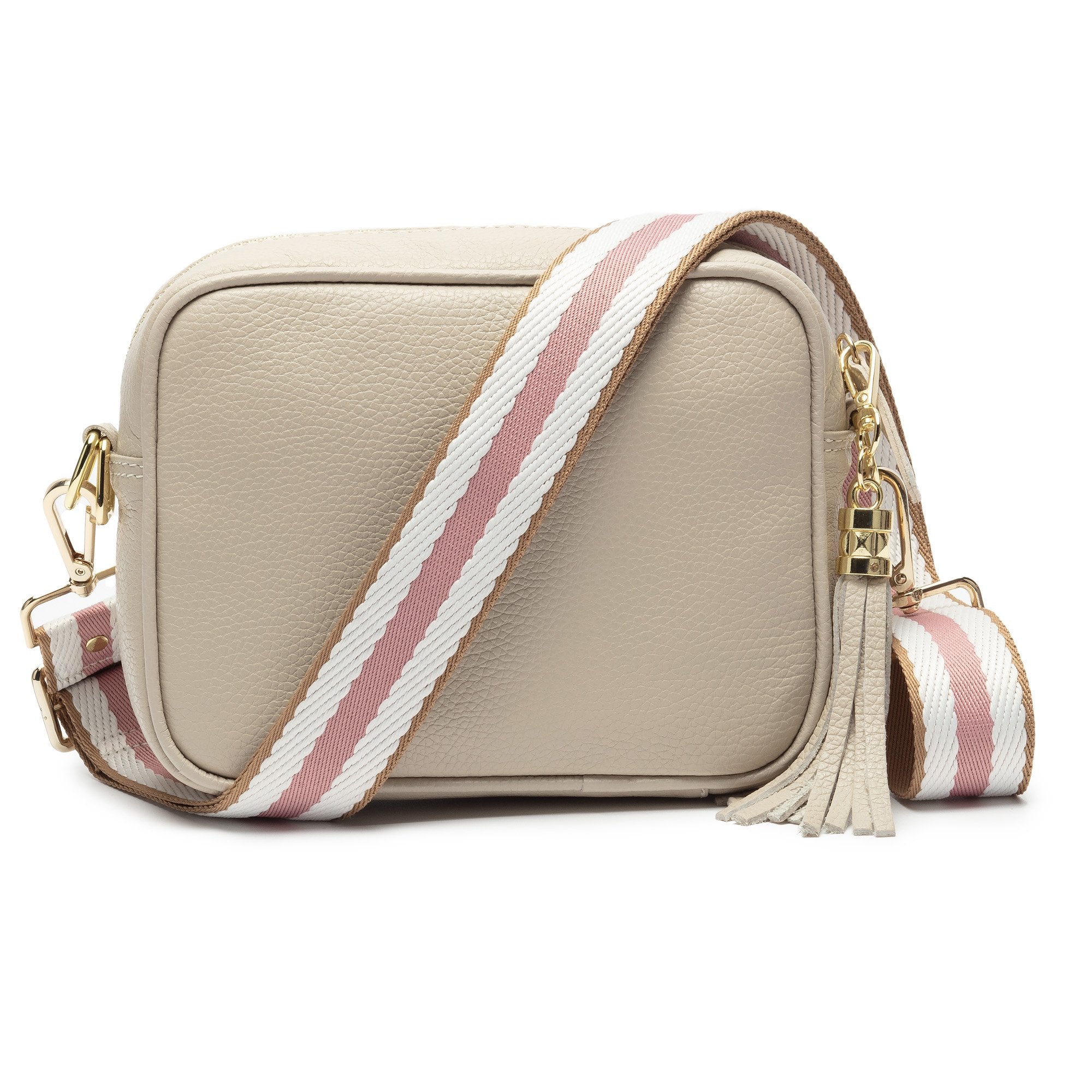 Elie Beaumont Designer Leather Crossbody Bag - Stone (GOLD Fittings)