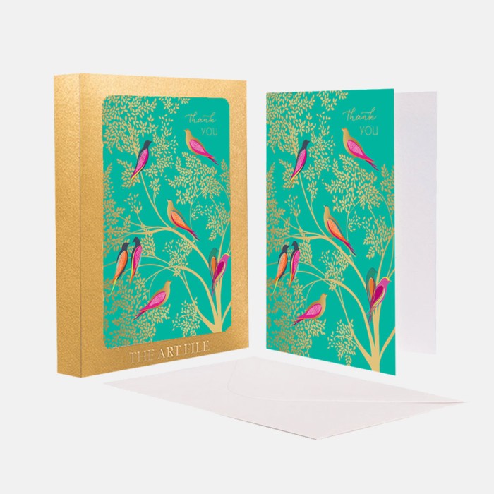 Sara Miller by The Art File - 10 Thank You Notecards Card - Birds in a Tree