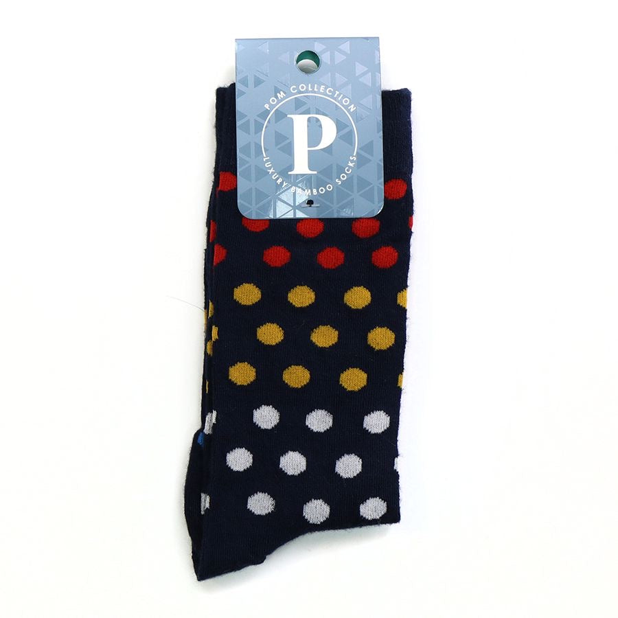 POM MENS Bamboo Spot Ankle Socks - Navy - Primary Colours Spot