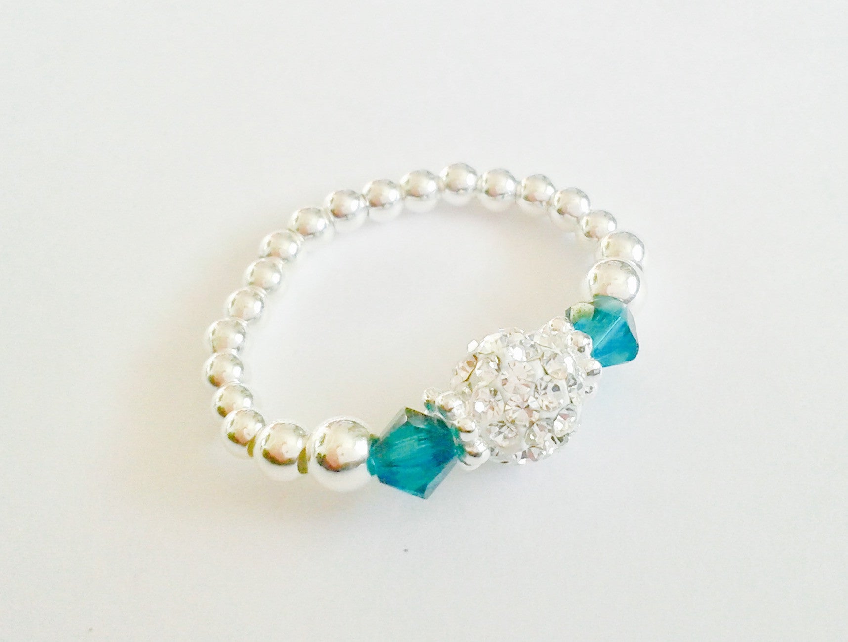 Jolu Jewellery Blue Zircon turquoise (December Birthstone) Stretch Ring