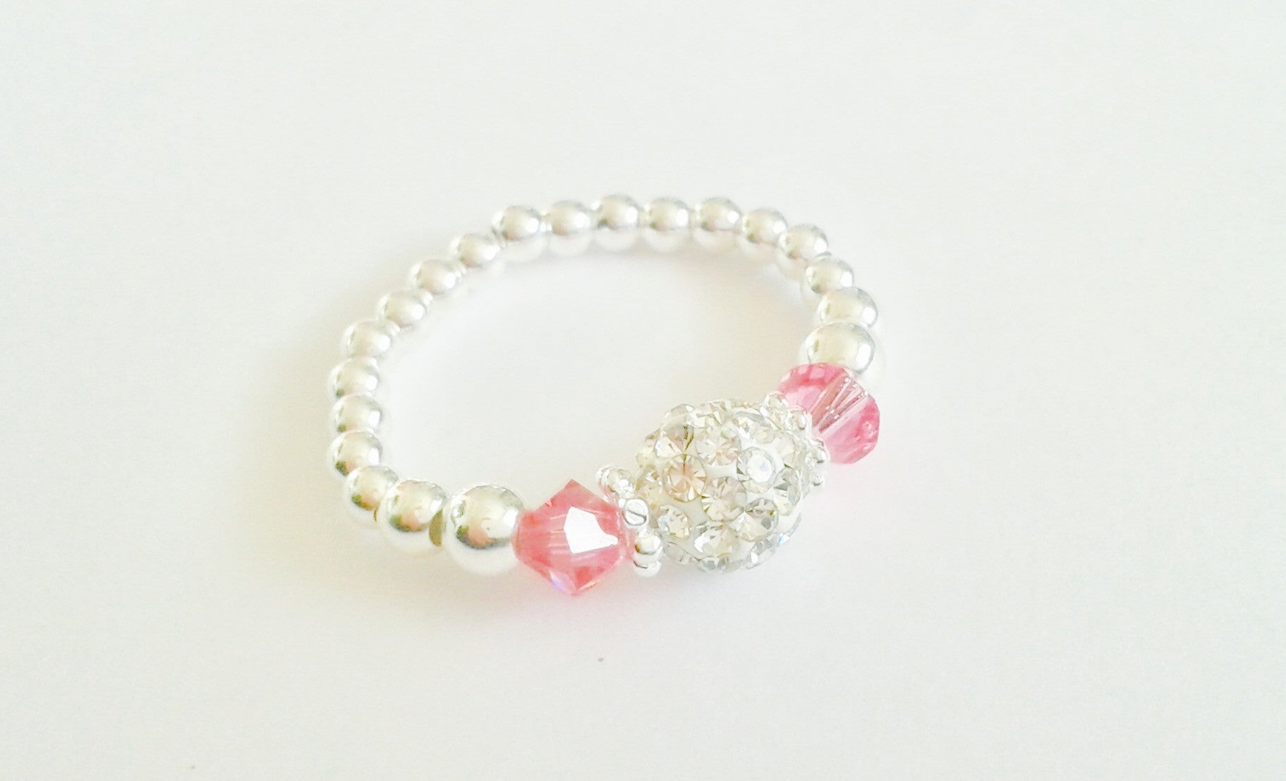 Rose (October Birthstone) Silver Stretch Ring