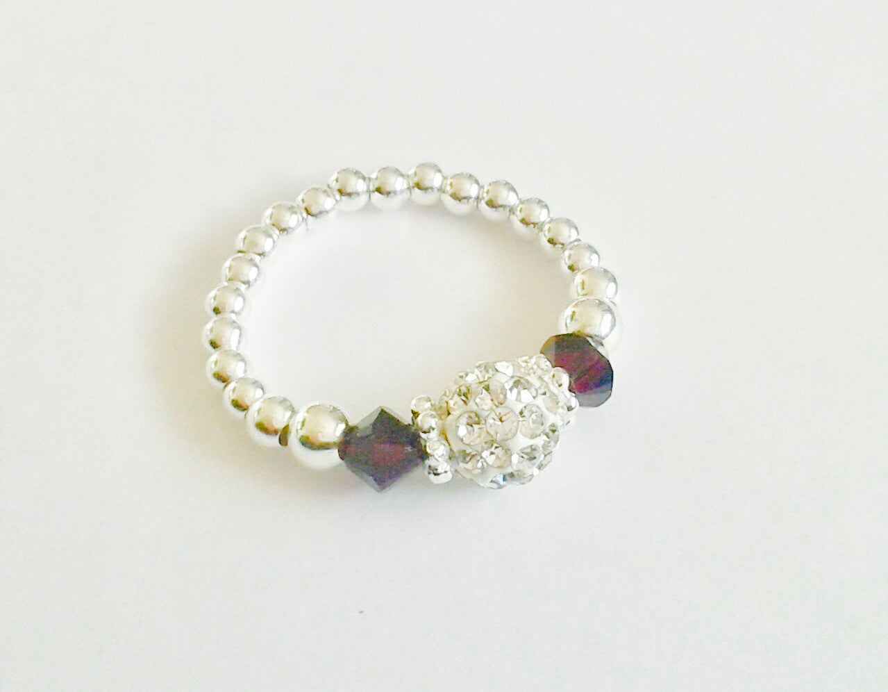 Garnet (January Birthstone) Silver Stretch Ring