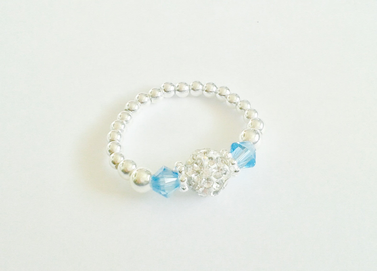 Jolu Jewellery Aquamarine (March Birthstone) Stretch Ring