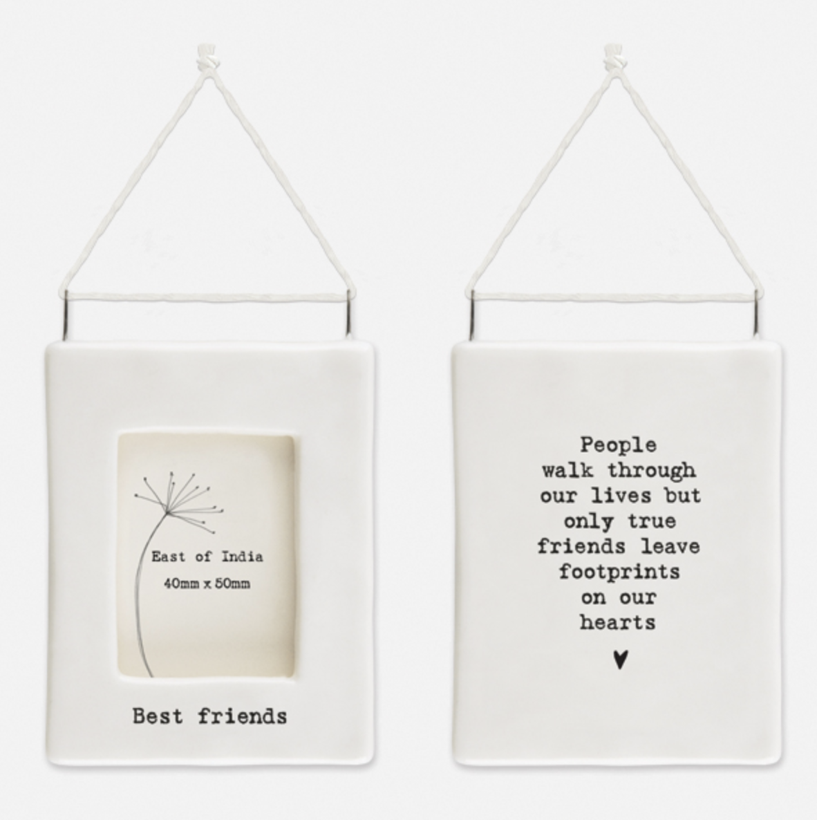 East of India Porcelain Mini Hanging Frame - Best Friends