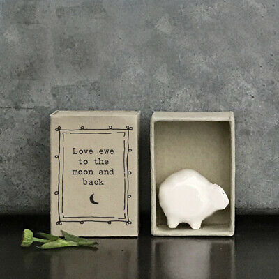 East of India Matchbox Animal - Porcelain Sheep - Love Ewe