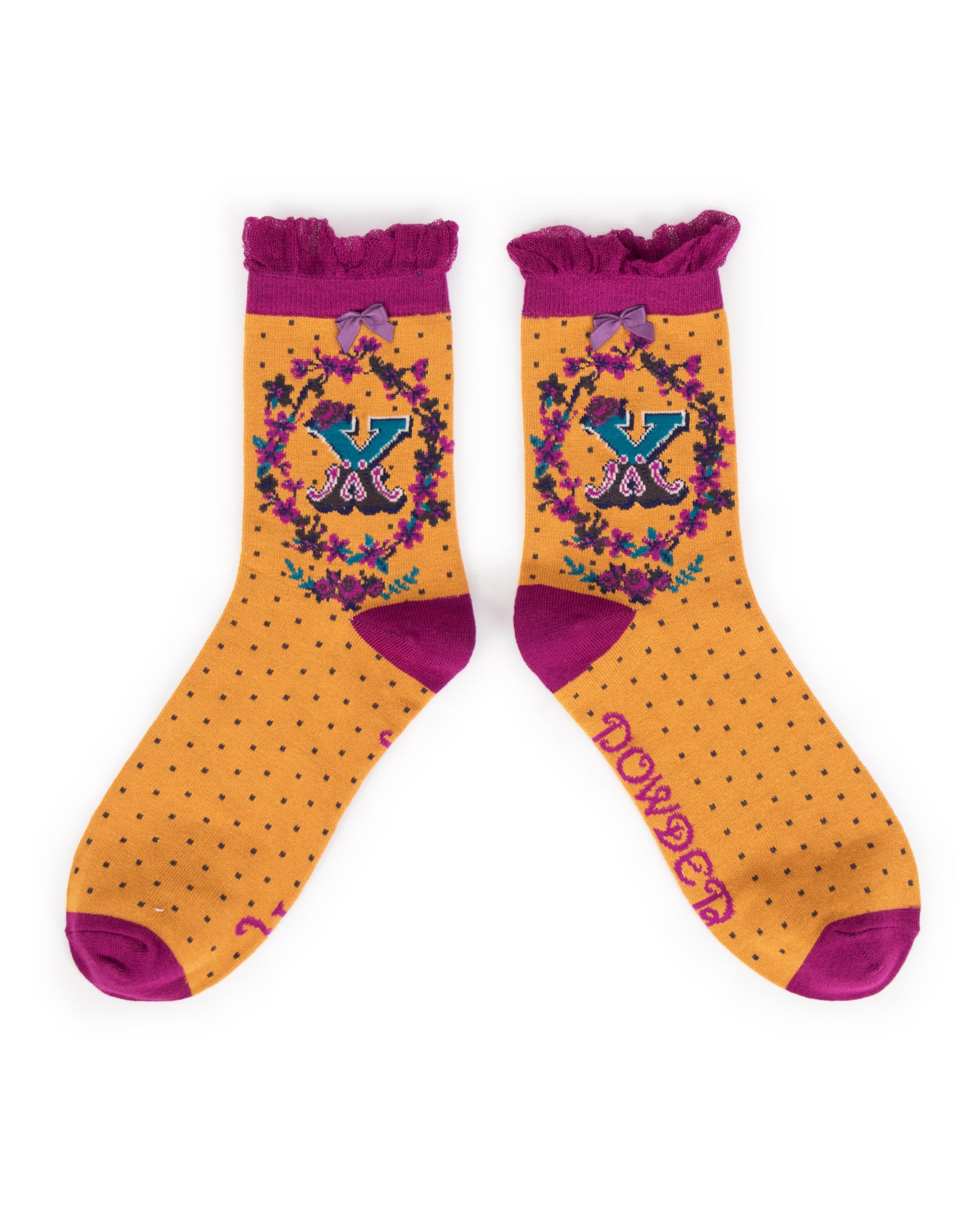 Powder Alphabet Socks - Letter X