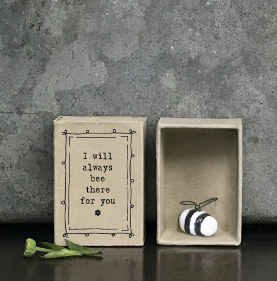 East of India Matchbox Animal - Porcelain Bee - I will Always Bee There For You