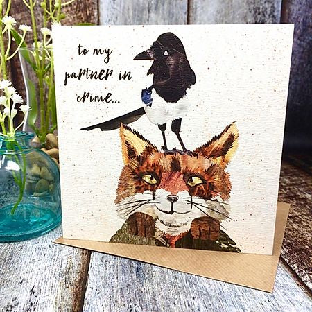 Flying Teaspoons Partner in Crime Blank Card