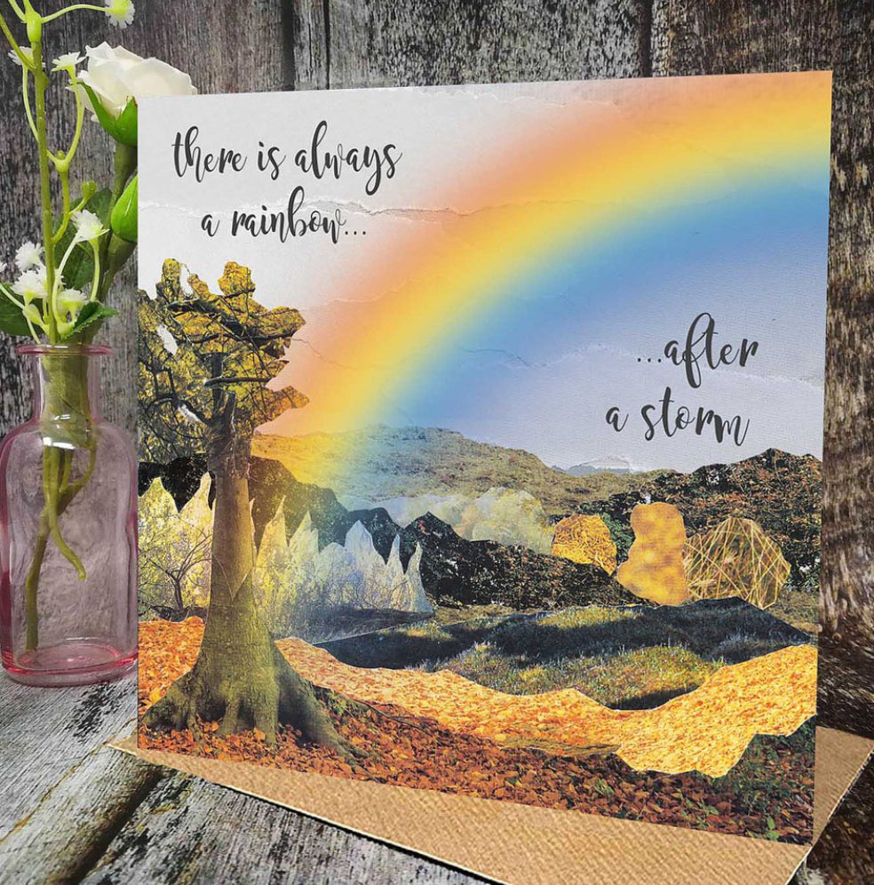 Flying Teaspoons Rainbow After Every Storm Blank Card