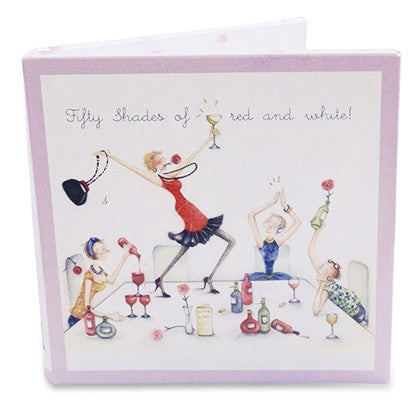 Berni Parker Blank Notecards Pack of 8 - Fifty Shades of Red & White/Wine Tasting