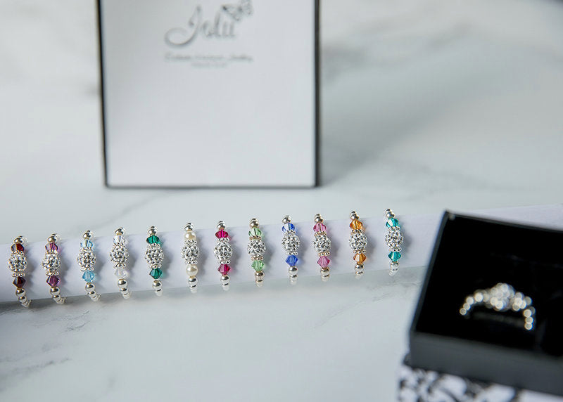 Jolu Jewellery Aquamarine (March Birthstone) Stretch Ring
