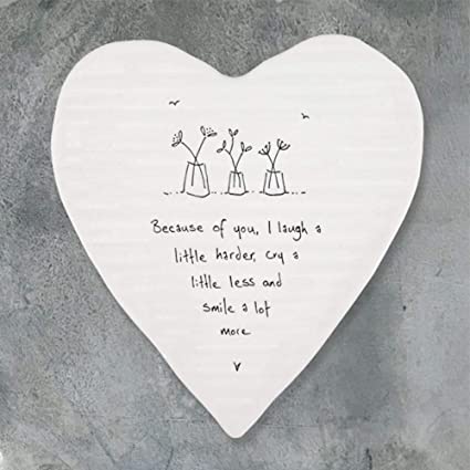East of India Porcelain Heart Coaster - Because of You