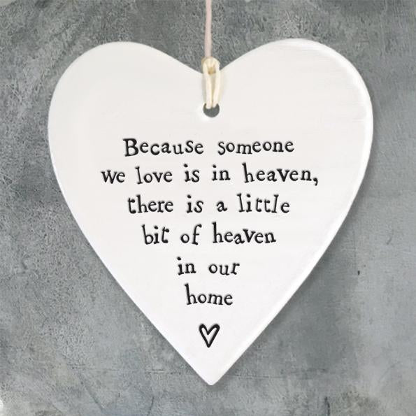 East of India Porcelain Round Hanging Heart - Bit of Heaven