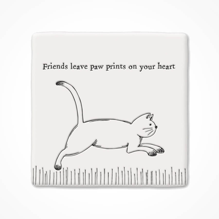 East of India Porcelain Square Coaster - Running Cat